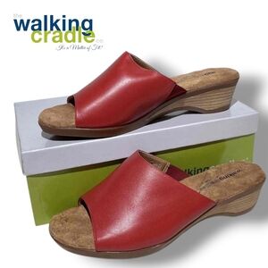 The Walking Cradle Co Red Leather Open-Toe Kerry Wedge Mule Women's US Size 10½W